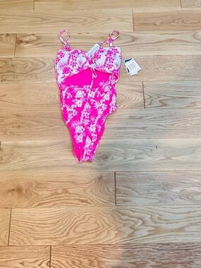 Roxy Hot Pink Floral One-Piece Swimsuit